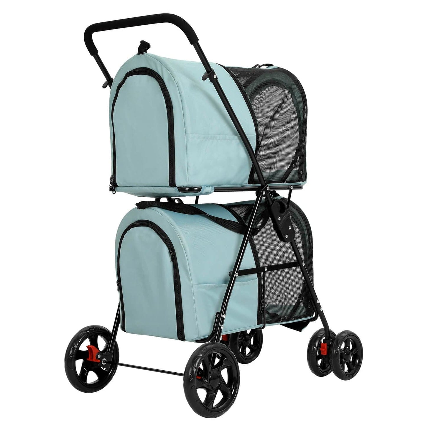 4-in-1 Pet Stroller with 2 Cart Basket Light Blue