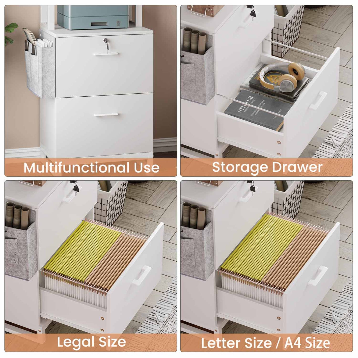 File Cabinet with 2 Drawers and Lock White