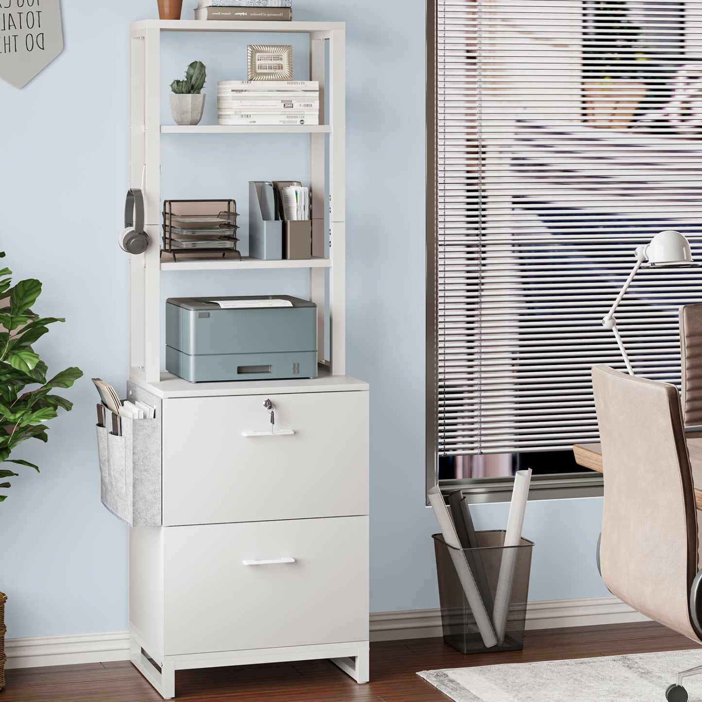 File Cabinet with 2 Drawers and Lock White
