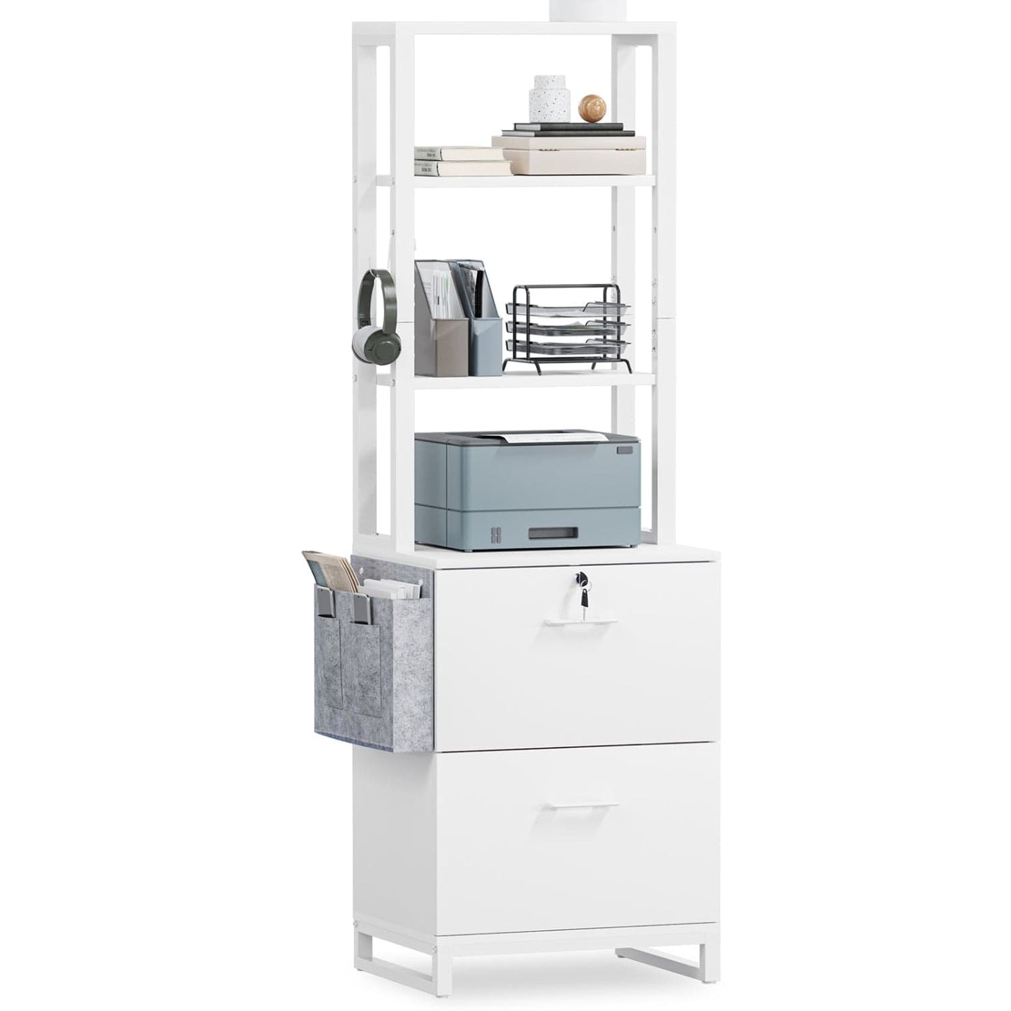 File Cabinet with 2 Drawers and Lock White