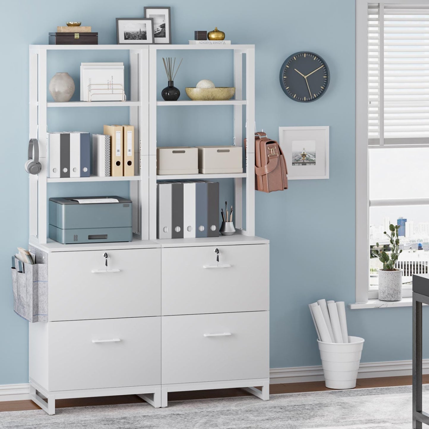 File Cabinet with 2 Drawers and Lock White