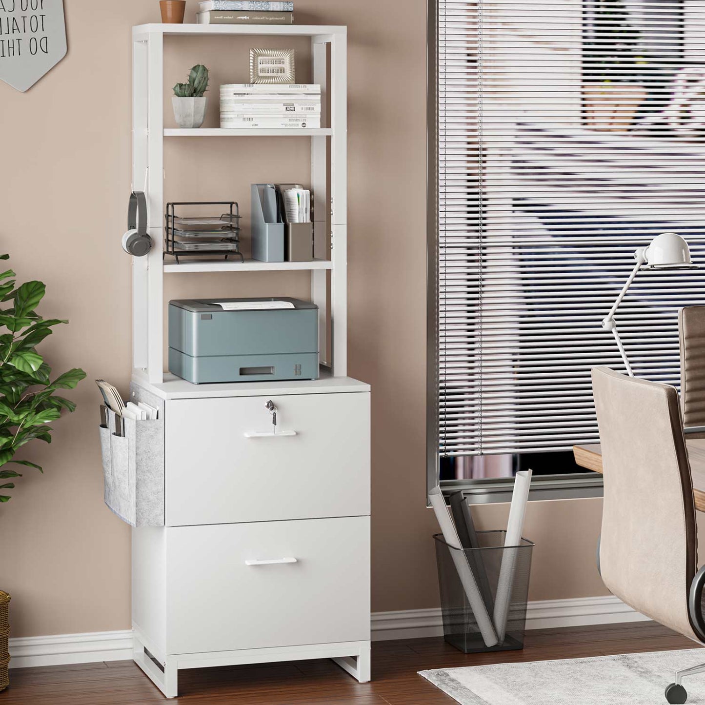 File Cabinet with 2 Drawers and Lock White