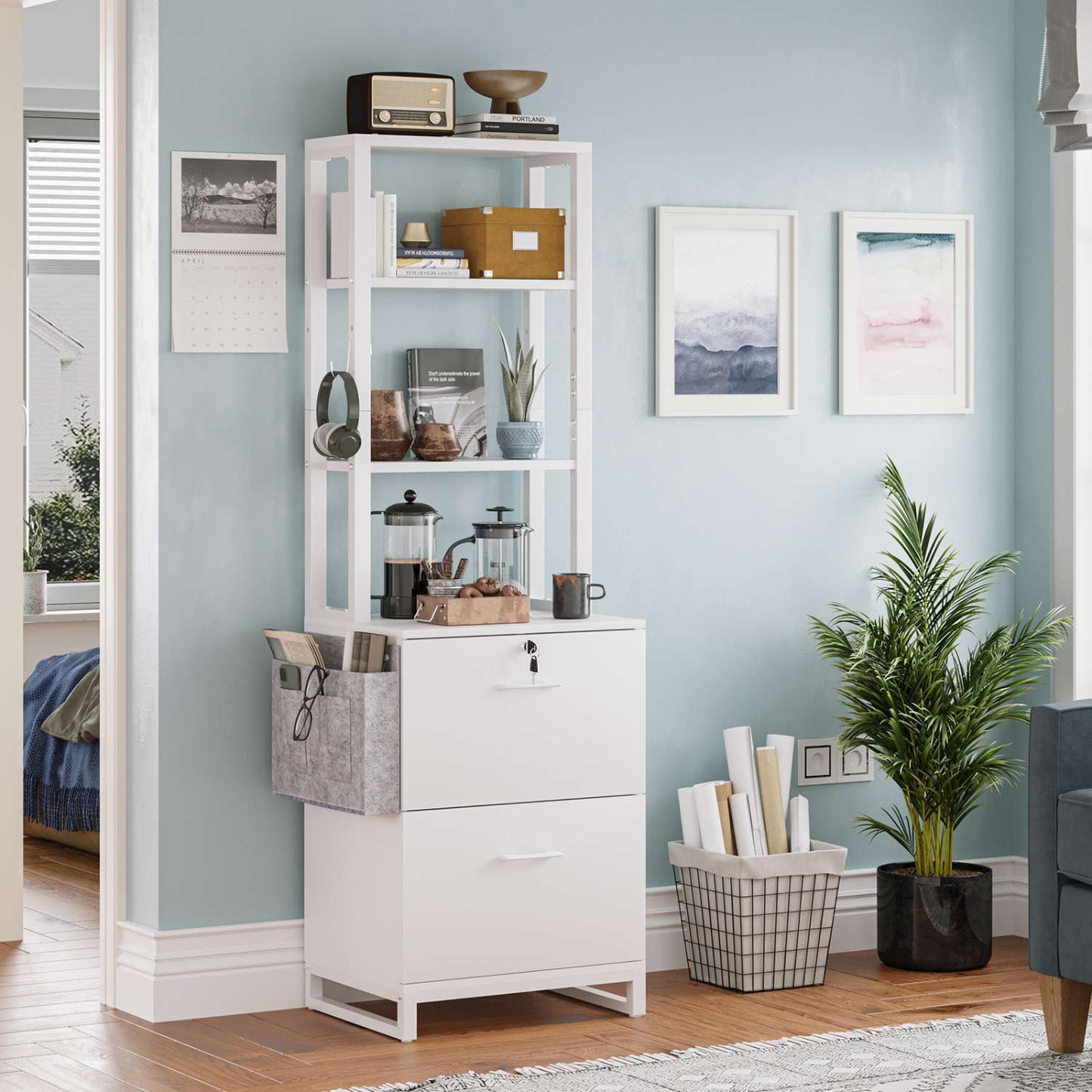 File Cabinet with 2 Drawers and Lock White