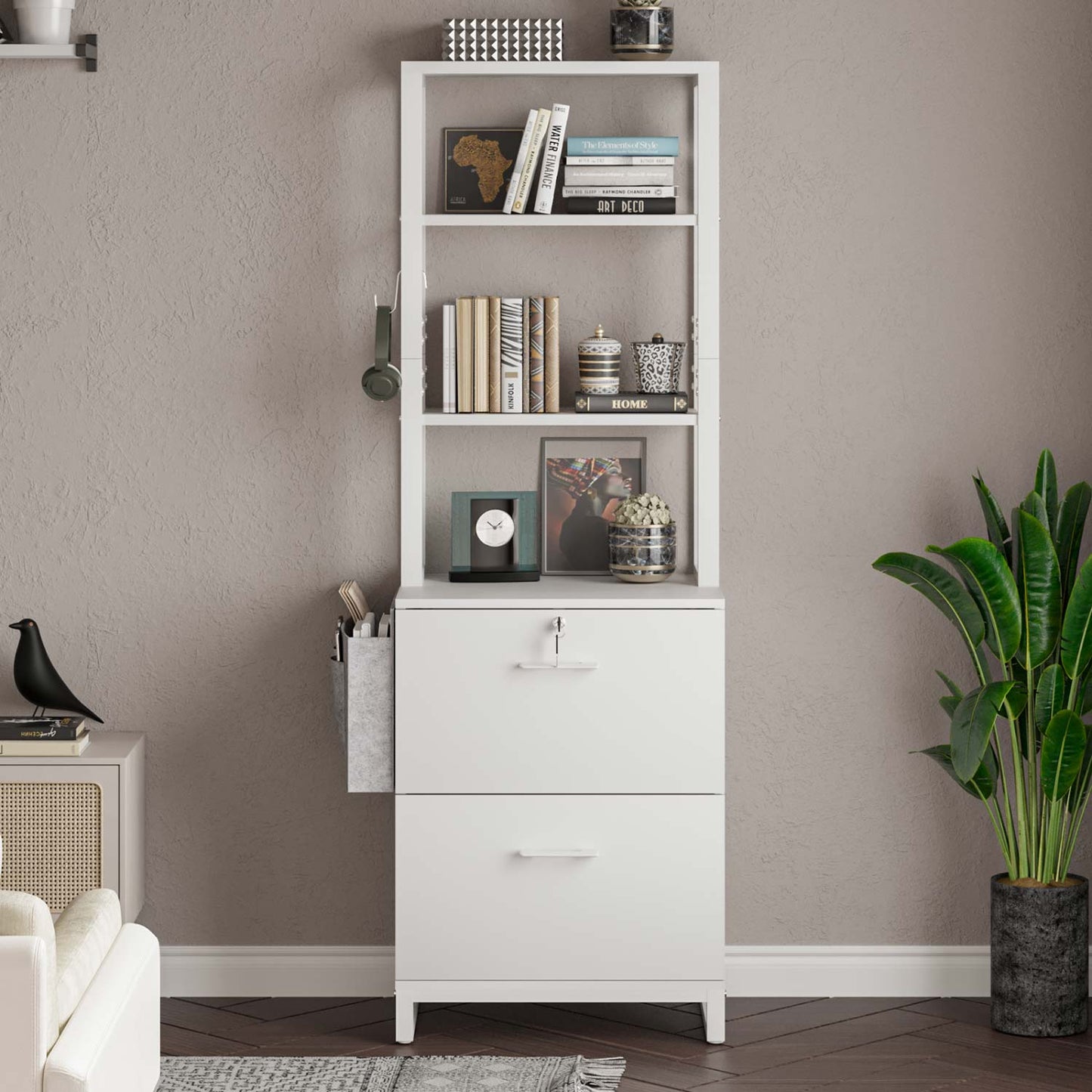 File Cabinet with 2 Drawers and Lock White