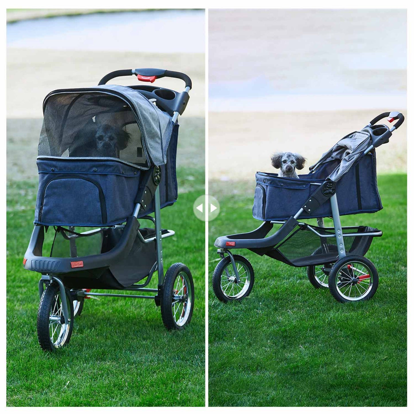 Pet Stroller Folding Traveling Cart Blue Grey