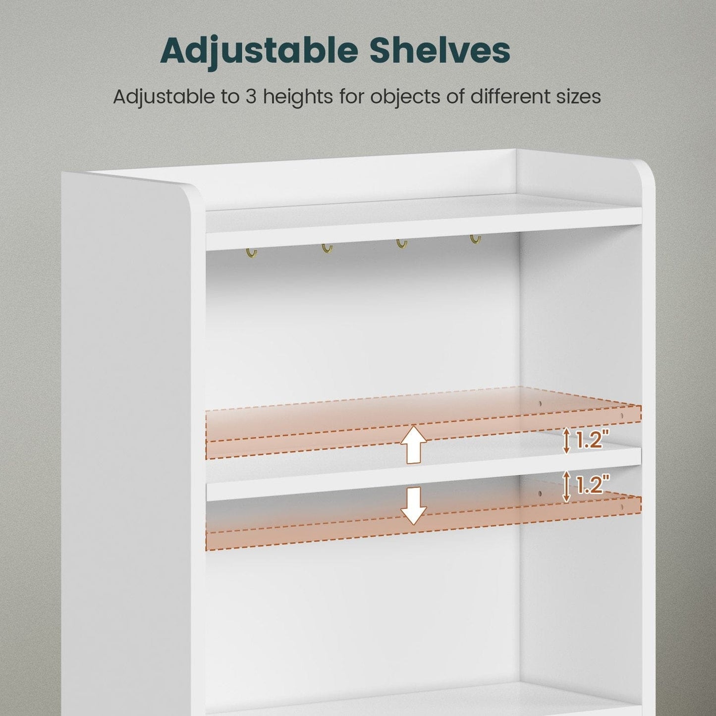 LED Tall Nightstand with Bookshelf White