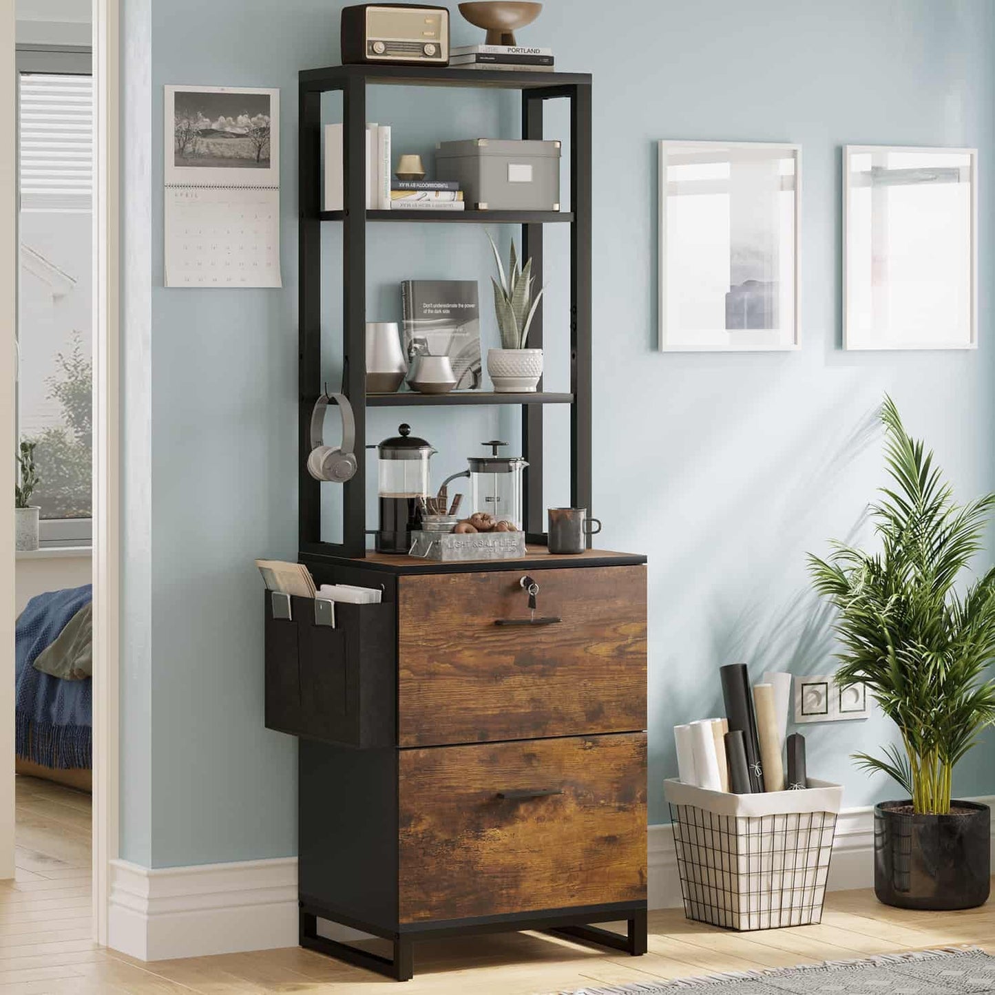 File Cabinet with 2 Drawers Brown
