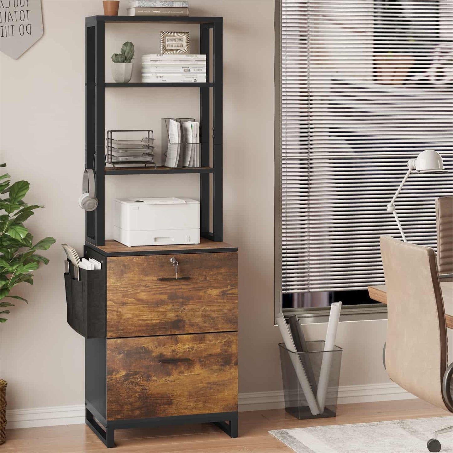 File Cabinet with 2 Drawers Brown