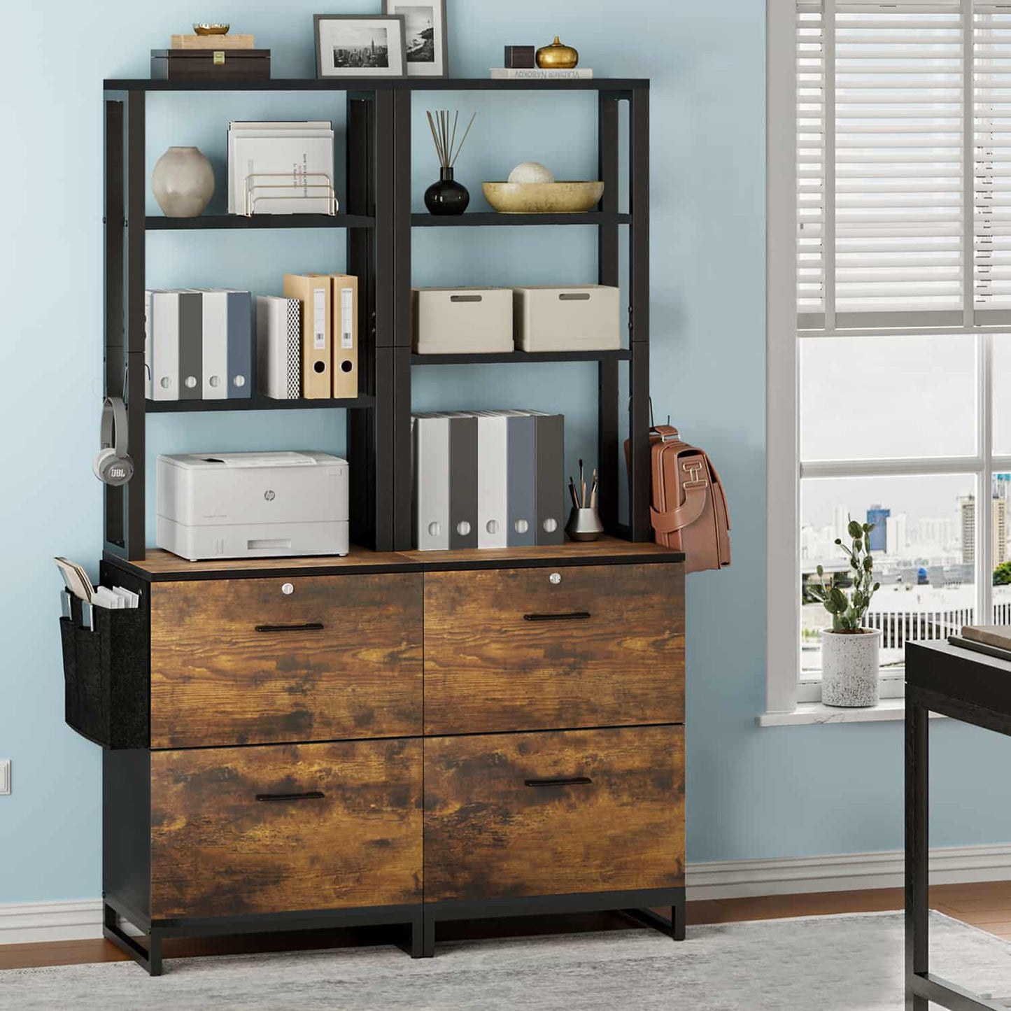 File Cabinet with 2 Drawers Brown