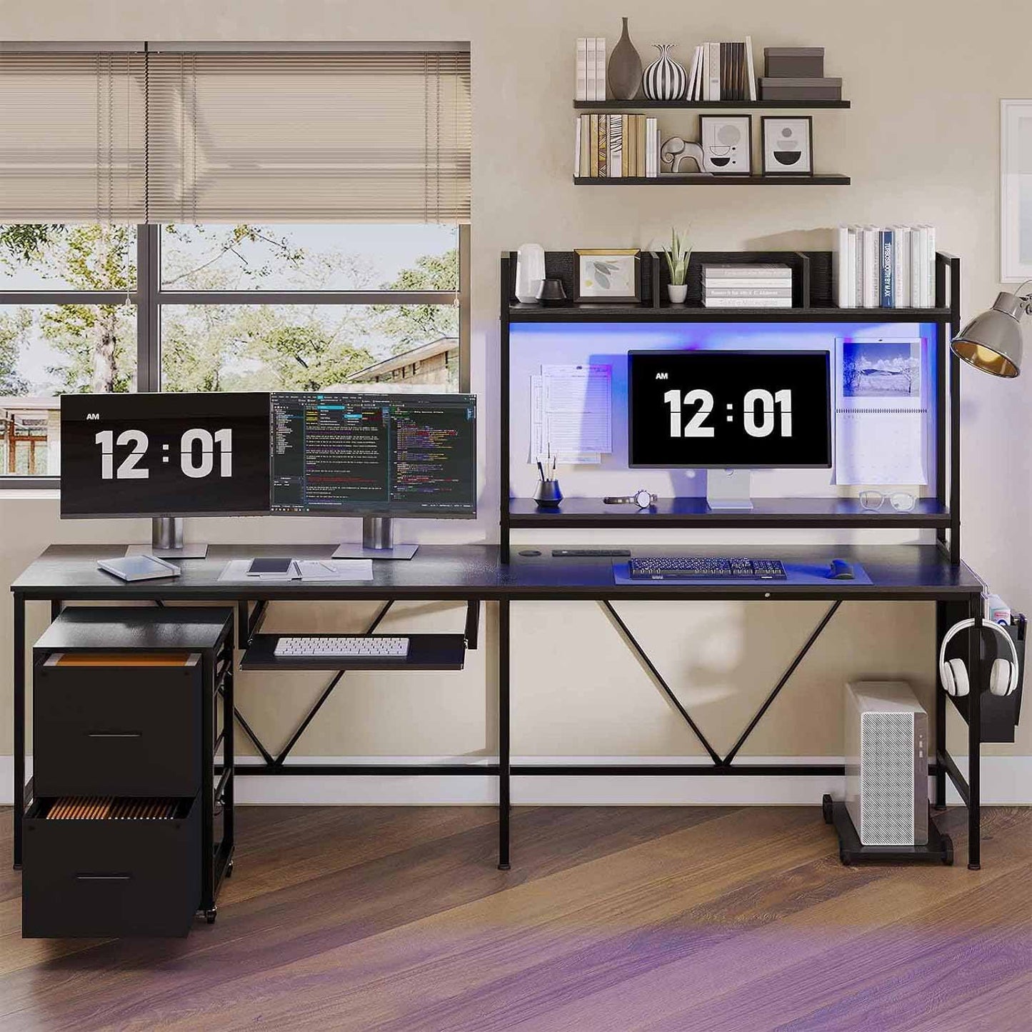 LED Reversible Gaming Desk Black