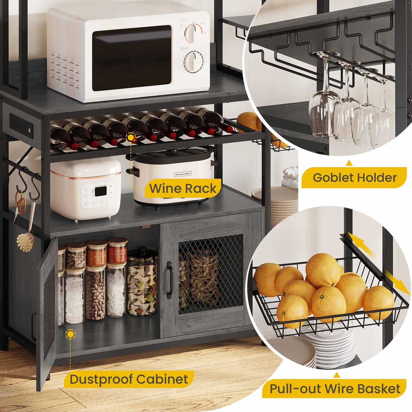 Coffee Bar Bakers Rack Grey