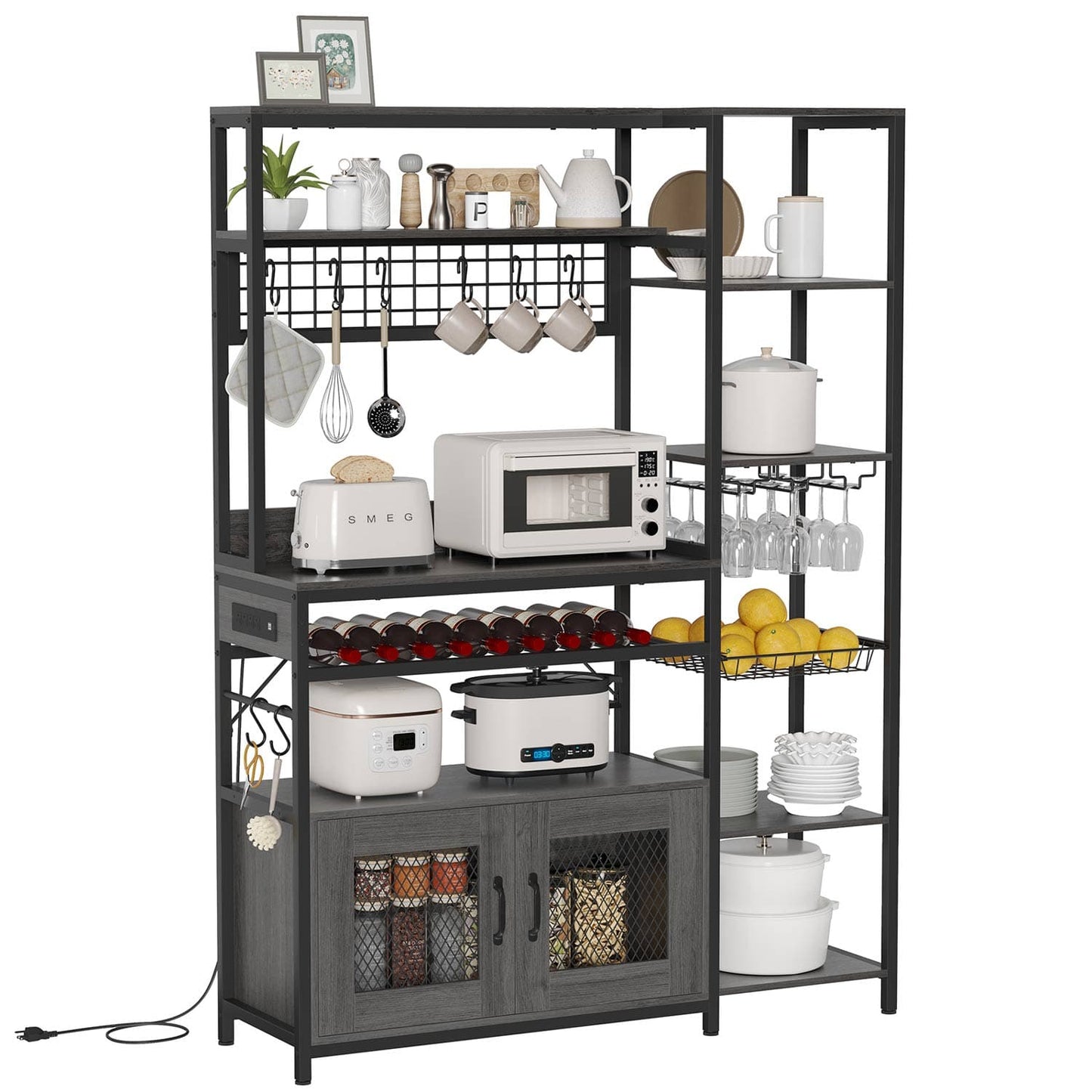 Coffee Bar Bakers Rack Grey