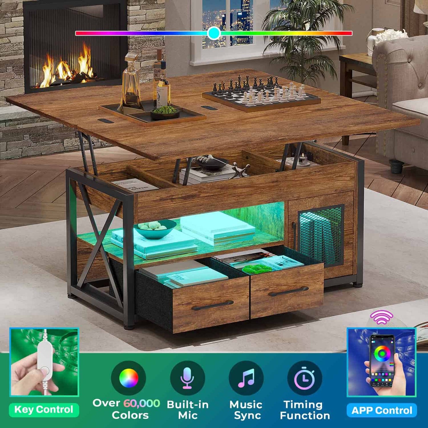 40in Lift Top Coffee Table Brown