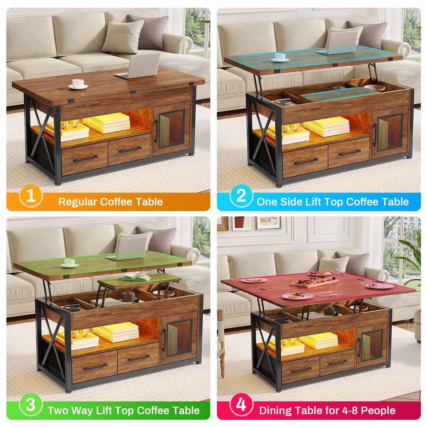 40in Lift Top Coffee Table Brown