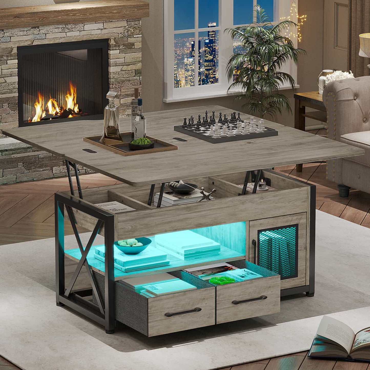 40in Lift Top Coffee Table Grey
