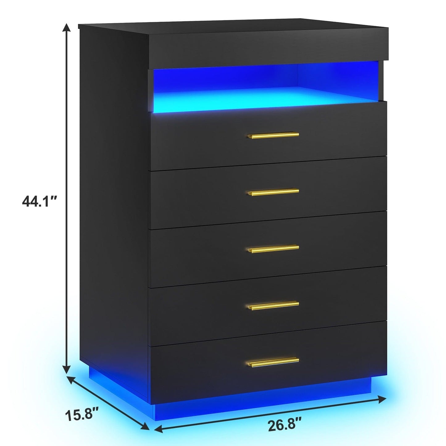 Floating Dresser with 5 Drawers Black