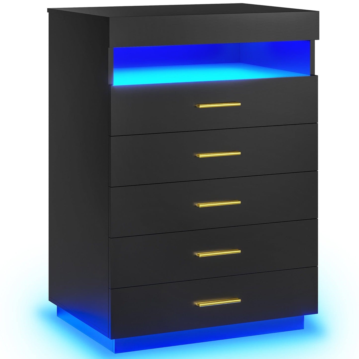 Floating Dresser with 5 Drawers Black