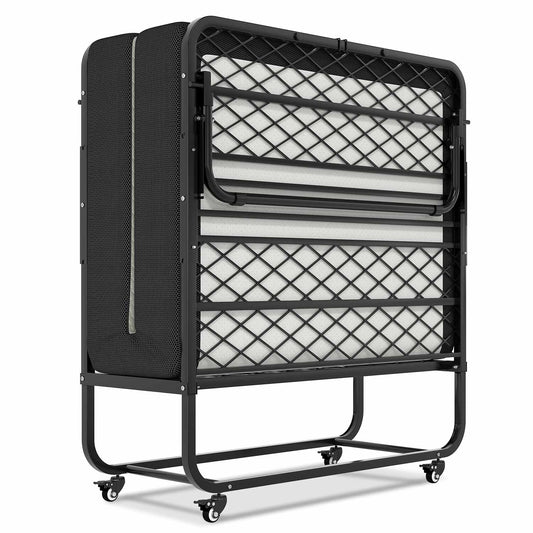 Twin Size Folding Bed with Memory Foam Mattress Black