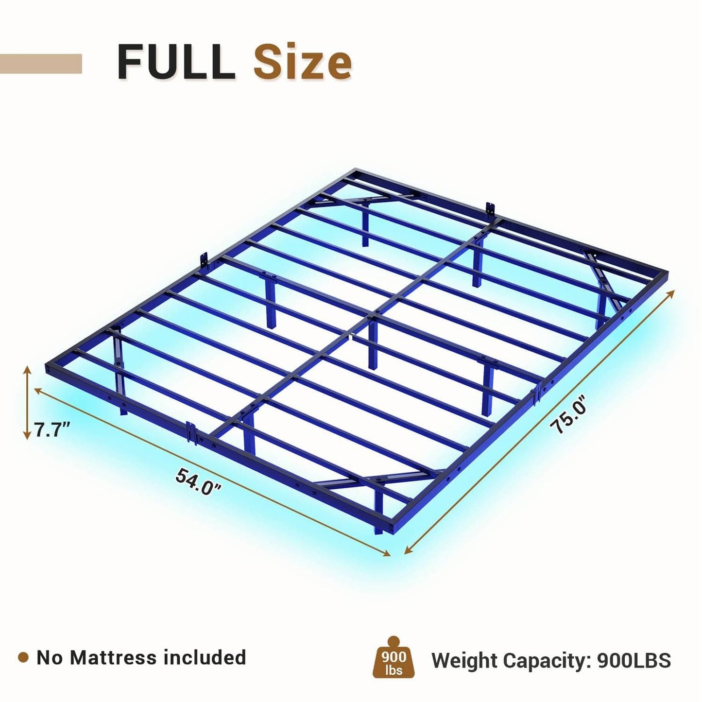 Metal Floating Bed Frame with LED Lights Black