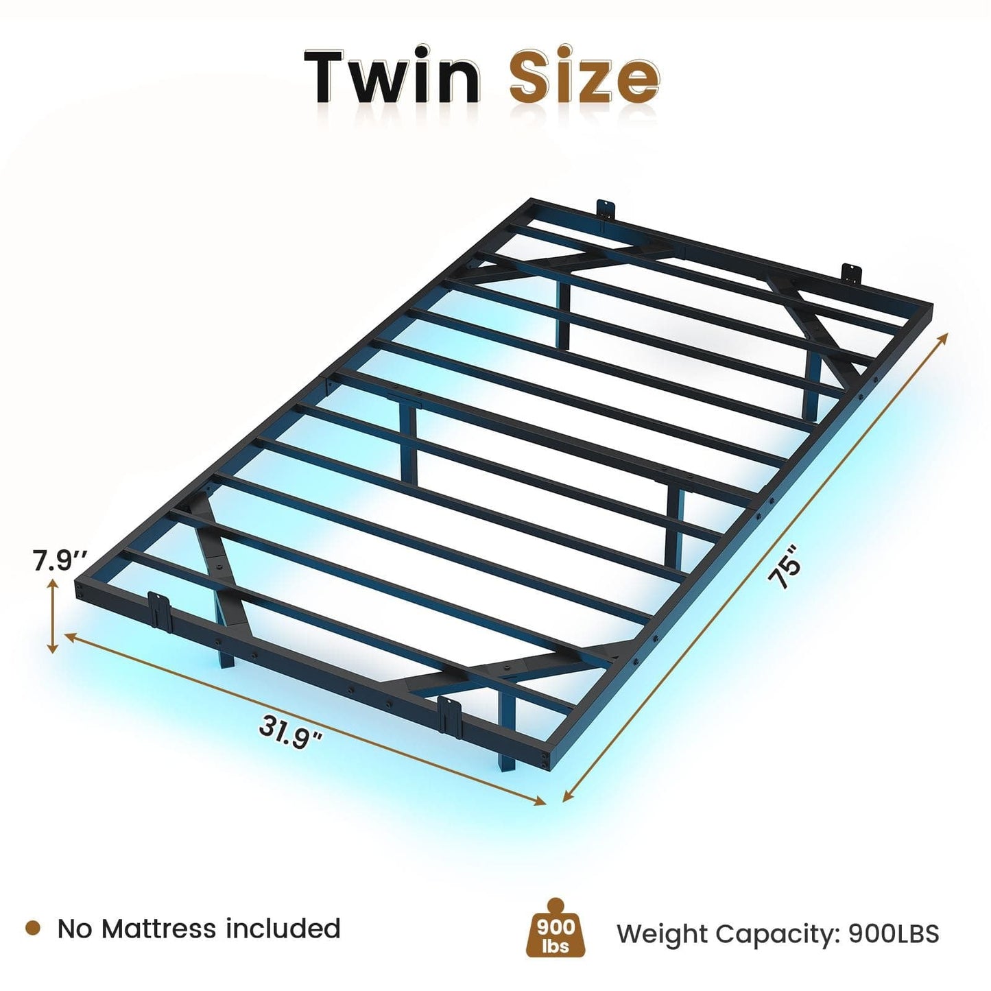Floating Metal Bed Frame with LED Lights Black