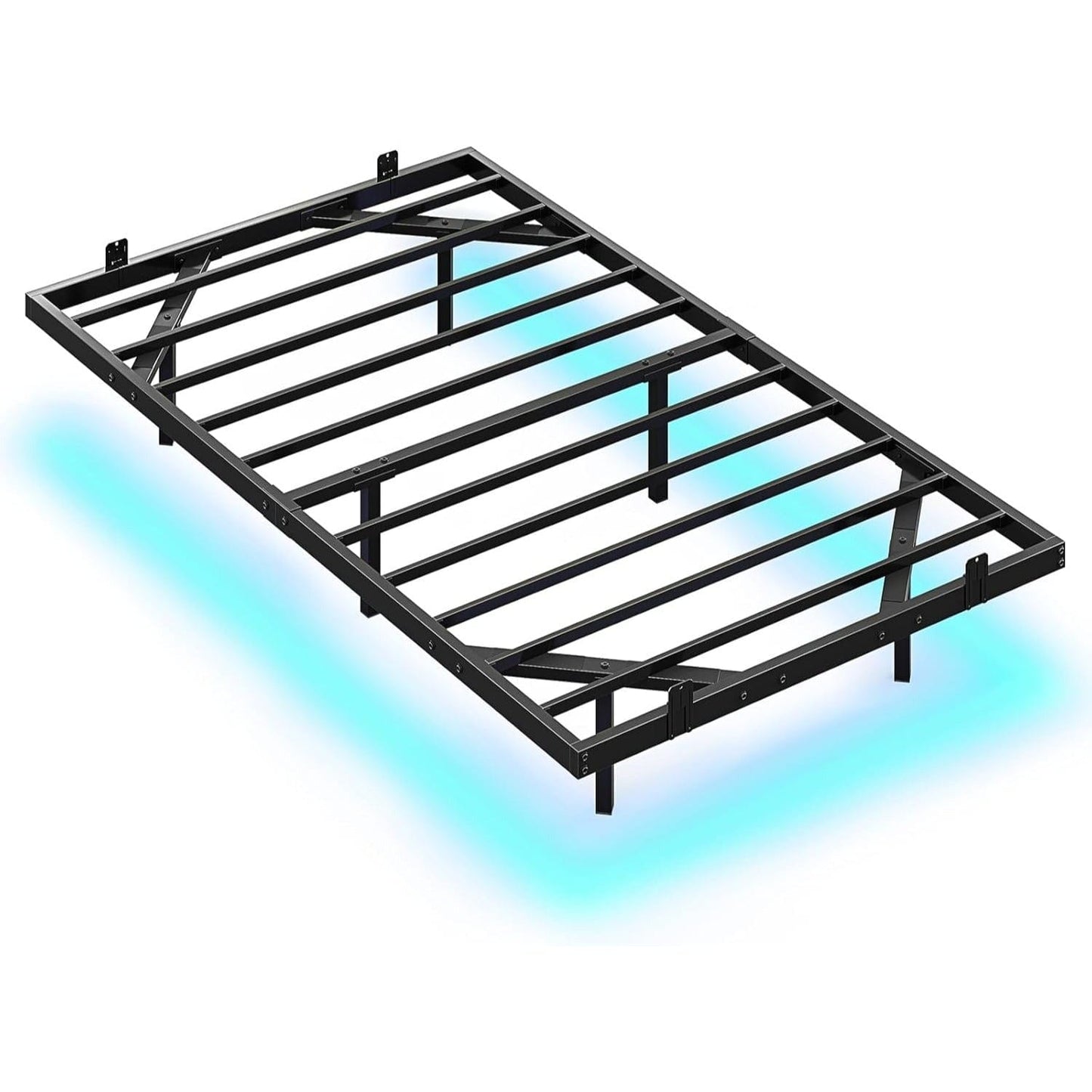 Floating Metal Bed Frame with LED Lights Black