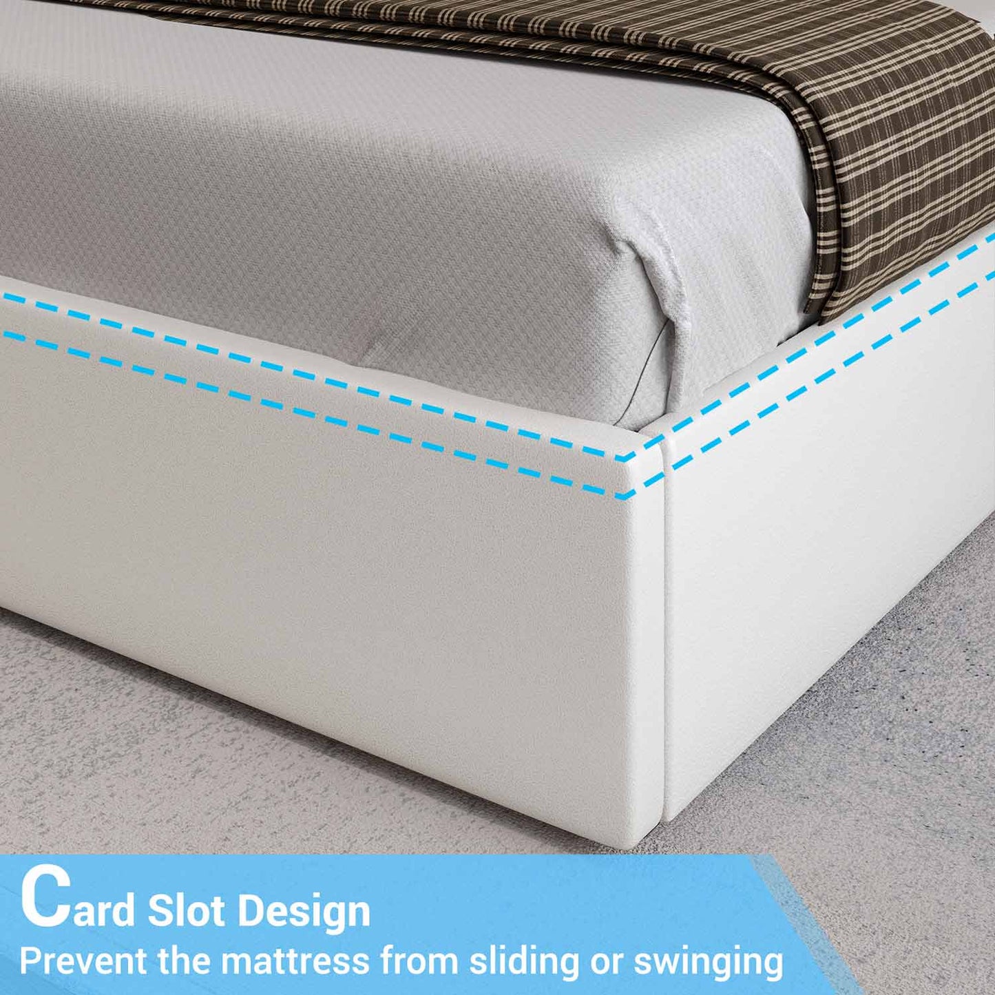 Faux Leather LED Bed Frame with Adjustable Headboard White