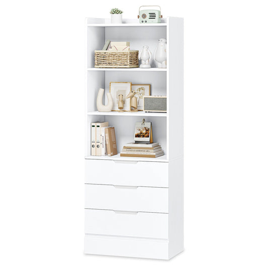 73 Inches Versatile Tall Bookcase with 3 Drawers White