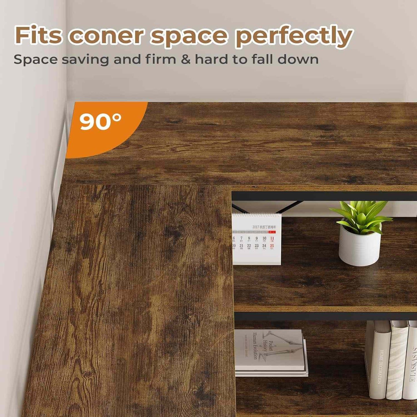 7-Tier Industrial Convertible Bookshelf with 6 Fabric Drawers Rustic Brown