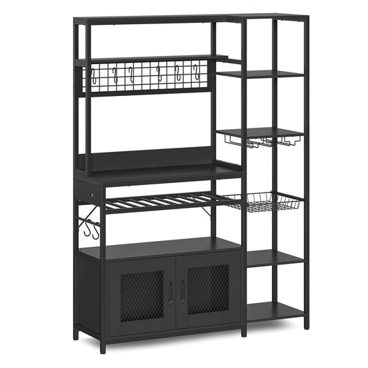 Coffee Bar Bakers Rack Black