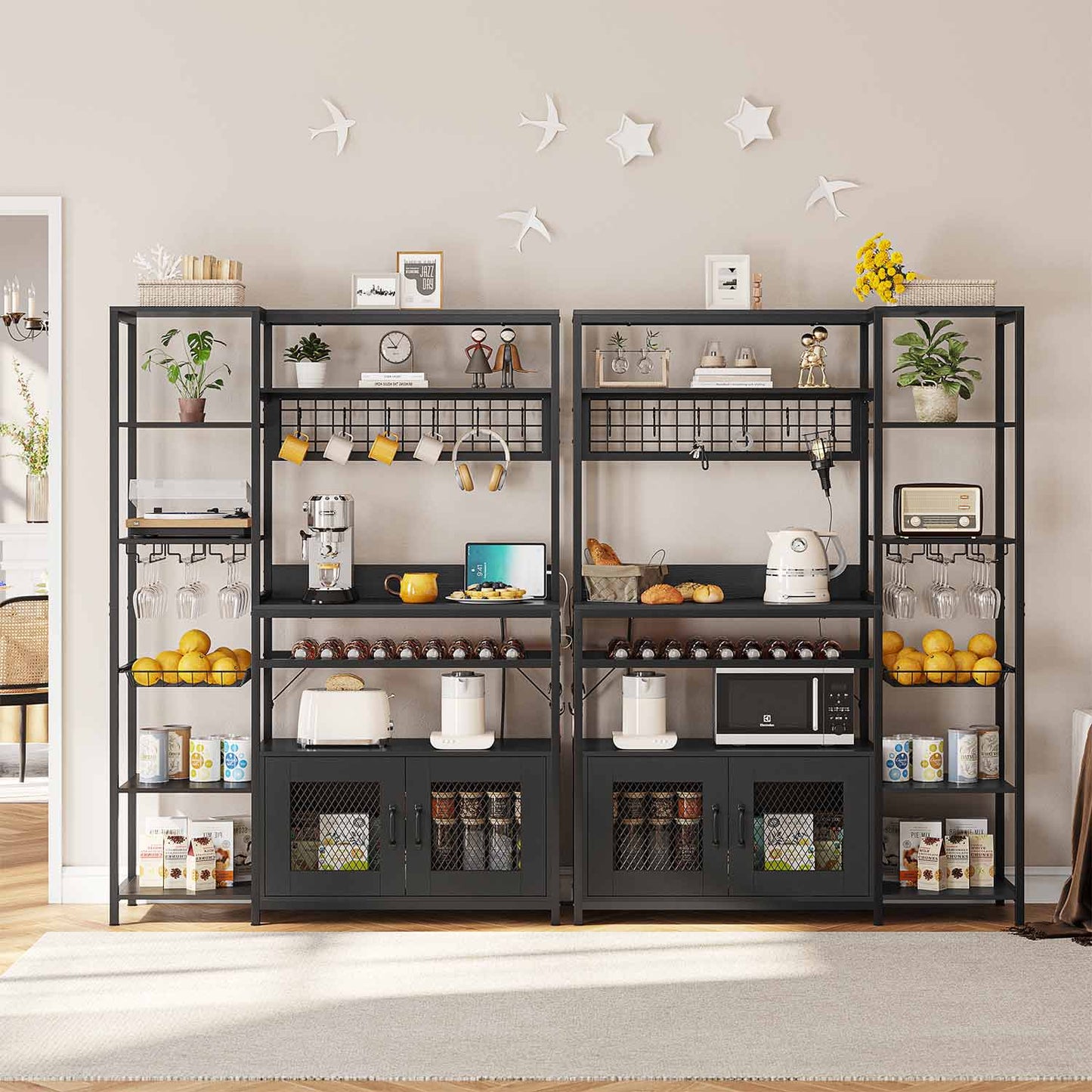 Coffee Bar Bakers Rack Black