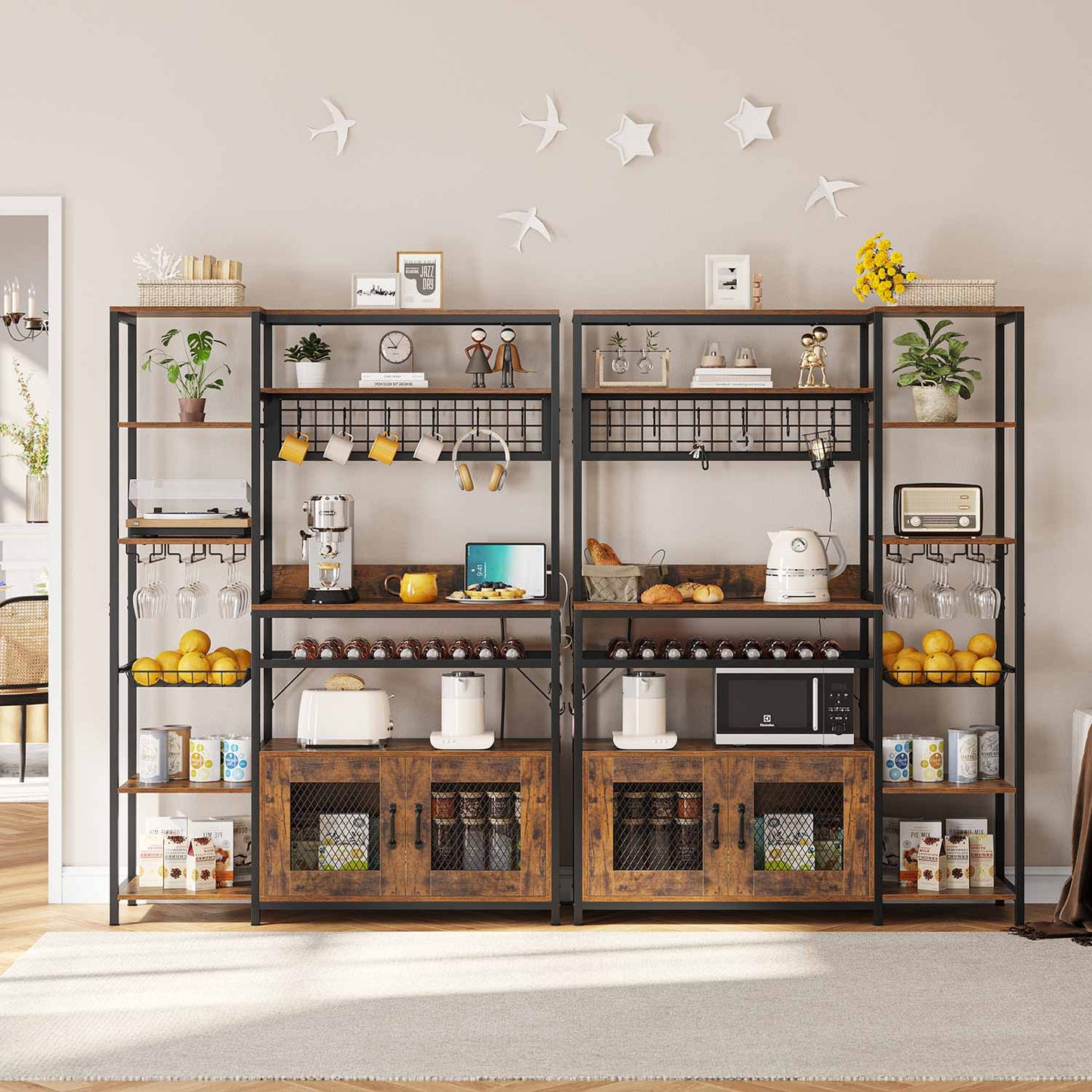 Coffee Bar Bakers Rack Brown