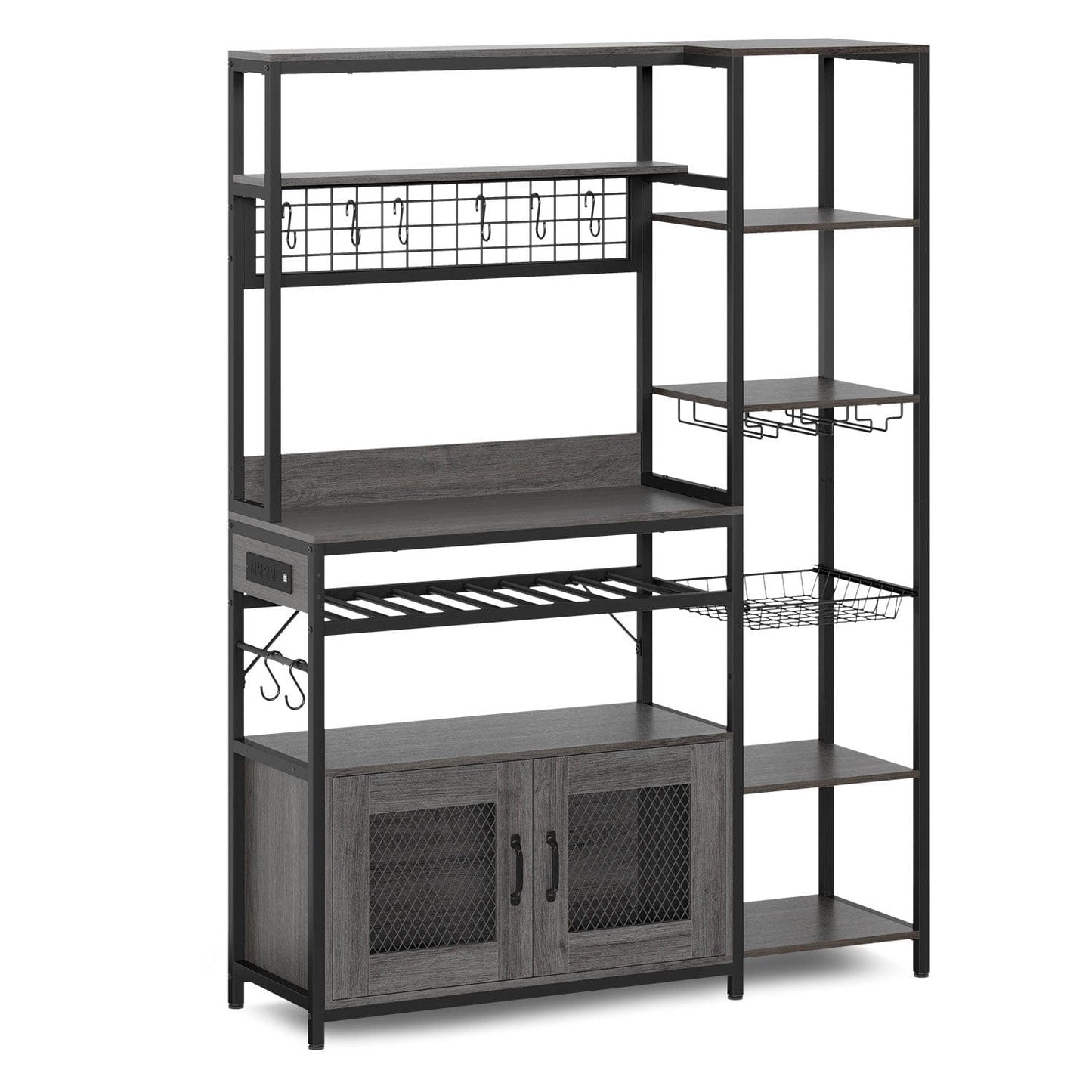 Coffee Bar Bakers Rack Grey