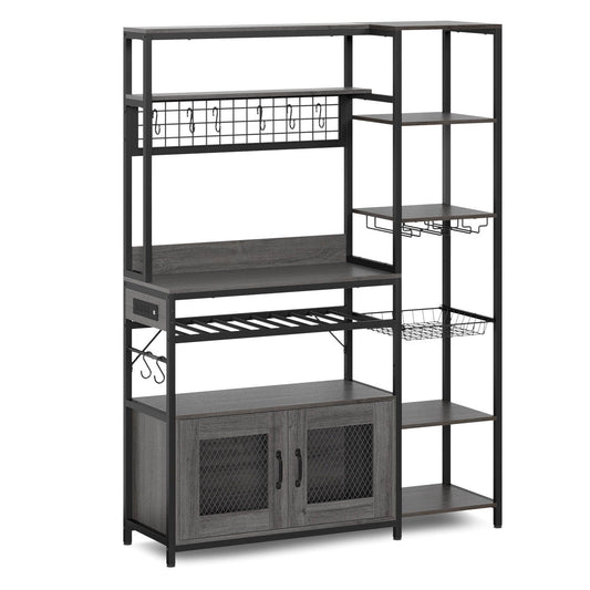 Coffee Bar Bakers Rack Grey