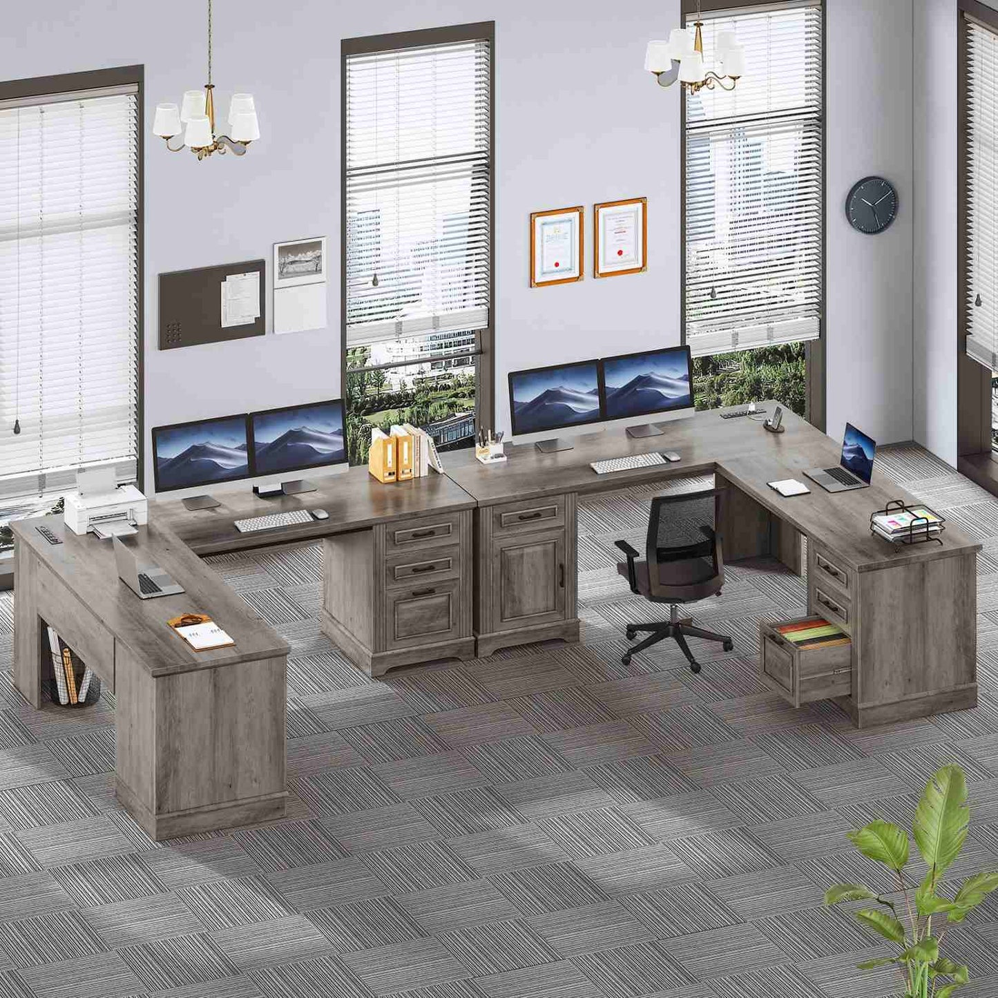 69 Inches L Shaped Computer Desk Grey