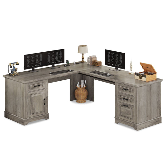 69 Inches L Shaped Computer Desk Grey