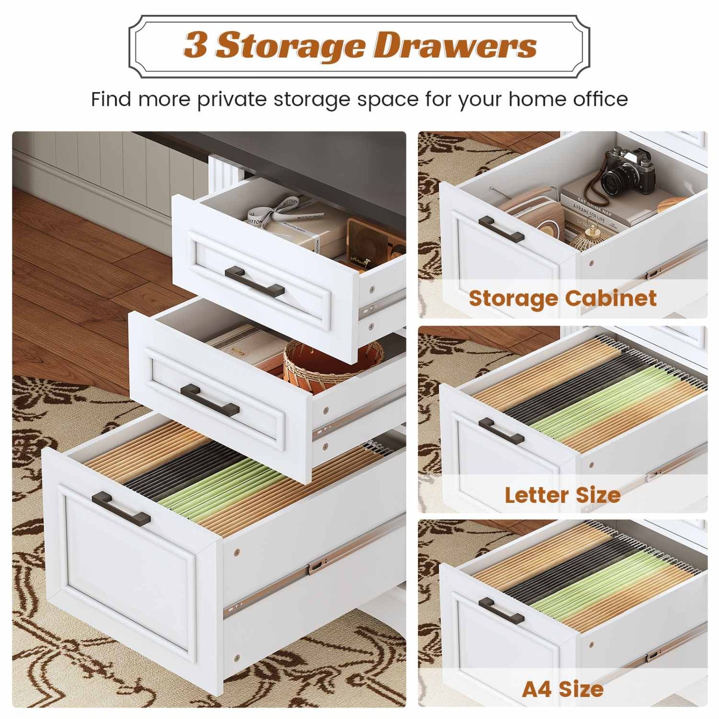 69 Inches L Shaped Computer Desk White