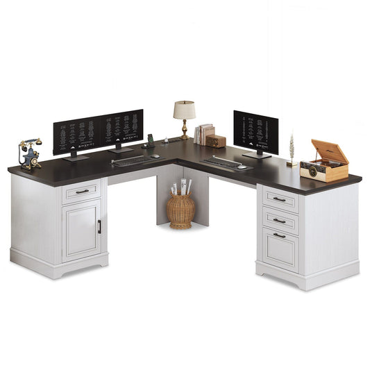 69 Inches L Shaped Computer Desk White