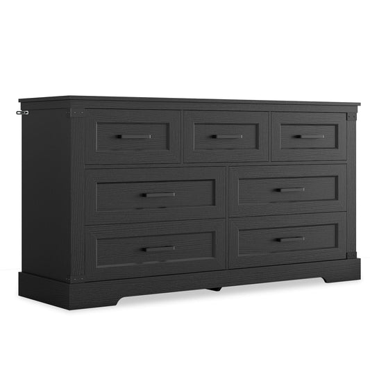 Large Multifunctional Dresser with 7 Drawers Black