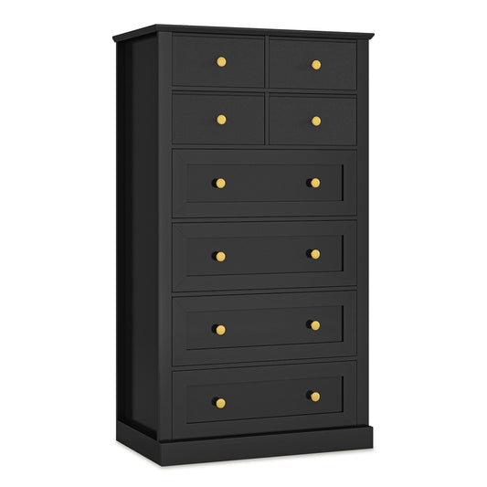 55.1 Inches High Tall Dresser with 8 Drawers Black
