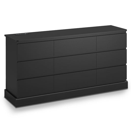 61.4 Inches Dresser with Power Outlets Black