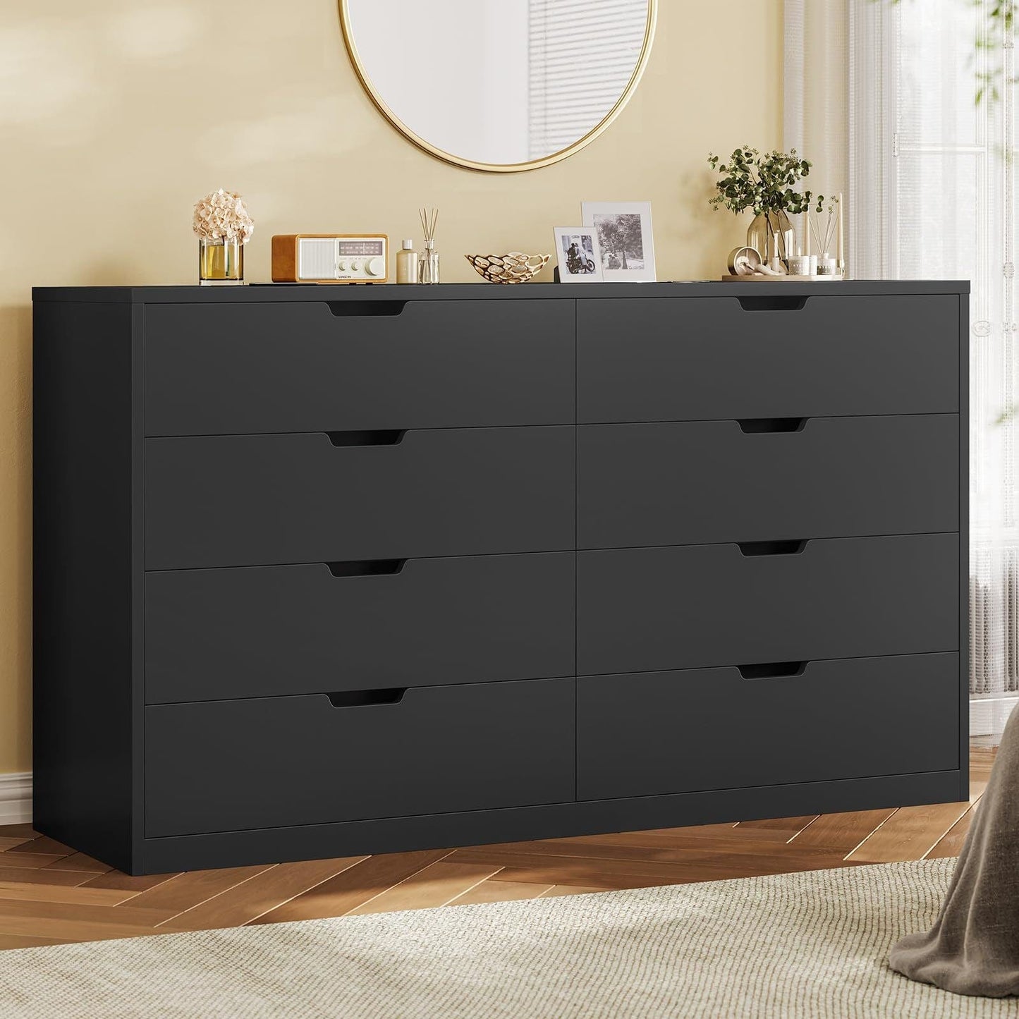 8 Drawers Dresser with Large Capacity Black