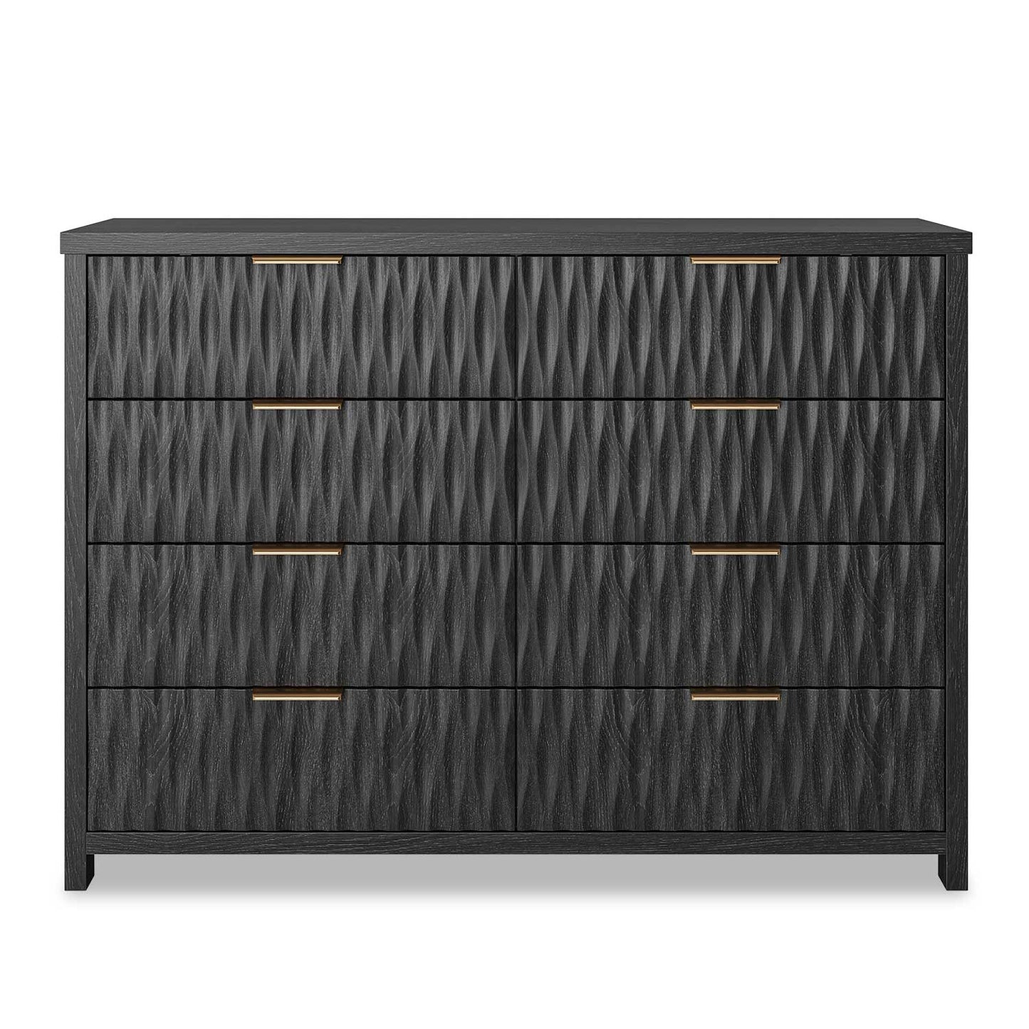 Fluted Dresser with 8 Drawers Black