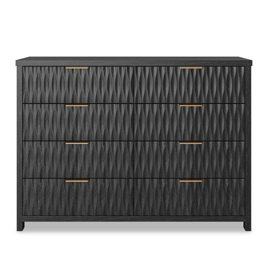 Fluted Dresser with 8 Drawers Black
