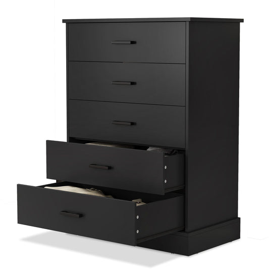 Dresser with 5 Storage Drawers Sturdy Base Black