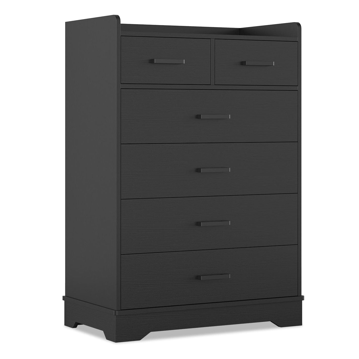 6 Drawers Dresser with Vertical Large Storage Black