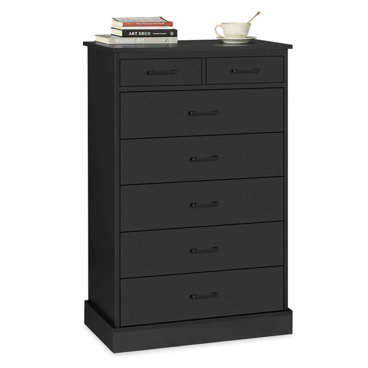 Tall Dresser with 7 Storage Drawers Black
