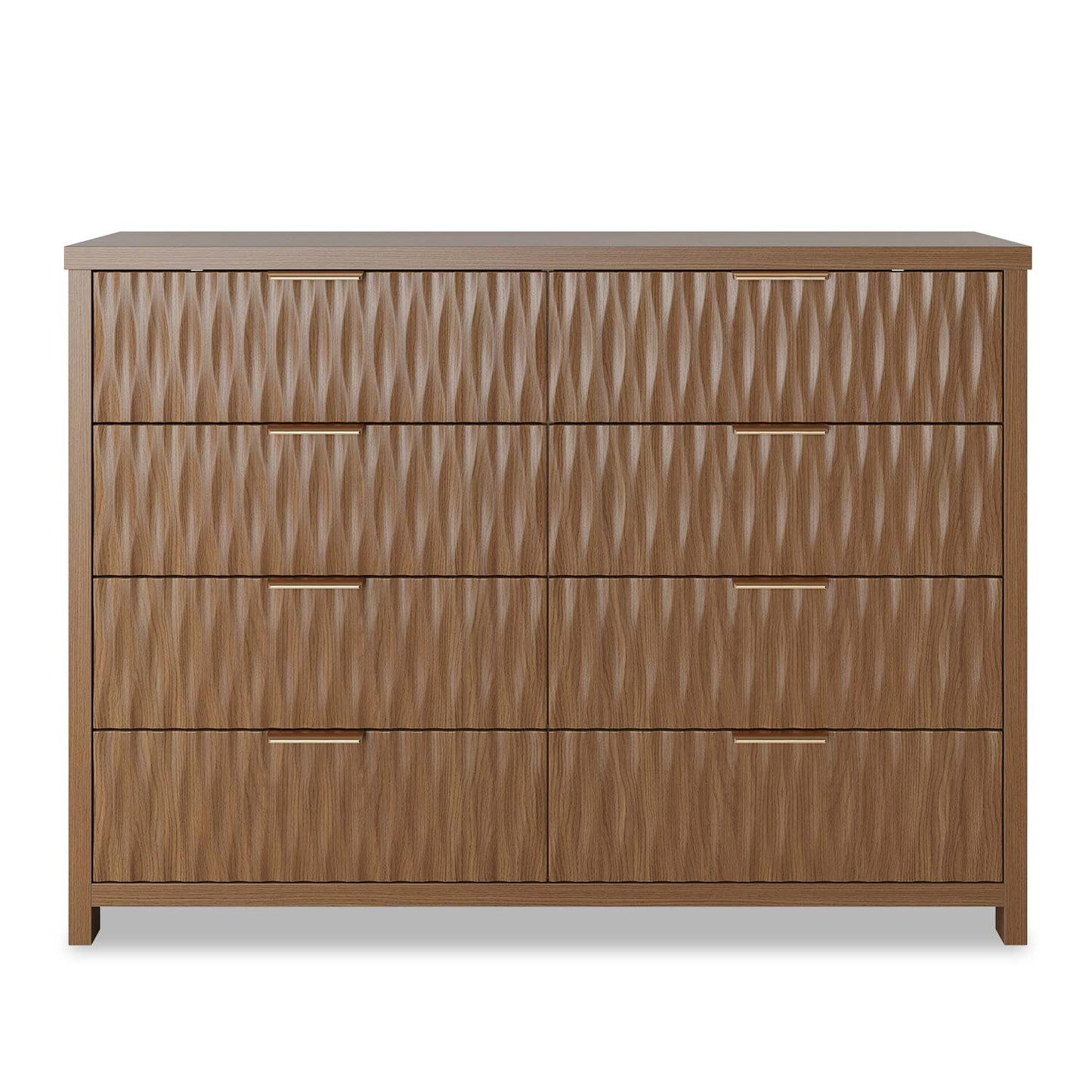 Fluted Dresser with 8 Drawers Brown