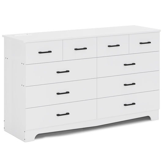55.1 Inches Dresser with 10 Storage Drawers White