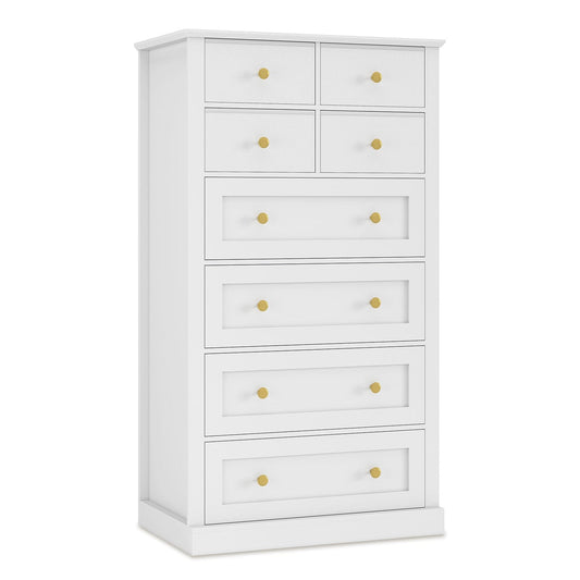 55.1 Inches High Tall Dresser with 8 Drawers White