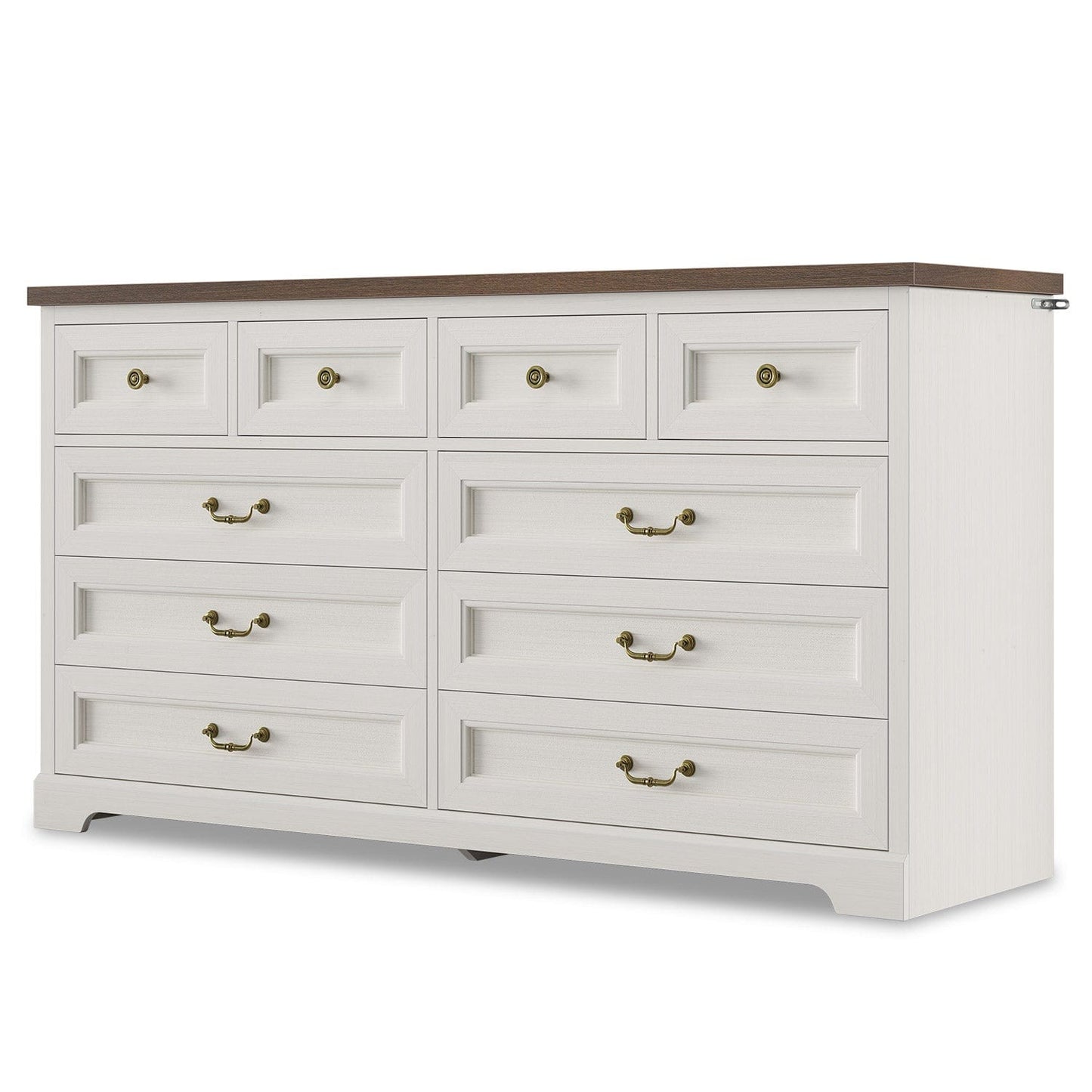 55 Inches Wide Dresser with 10 Storage Drawers White